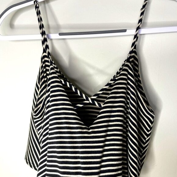 Anthropologie Greylin Sz S Black White Striped Sleeveless Ruffle Top Maxi Dress - Picture 4 of 8